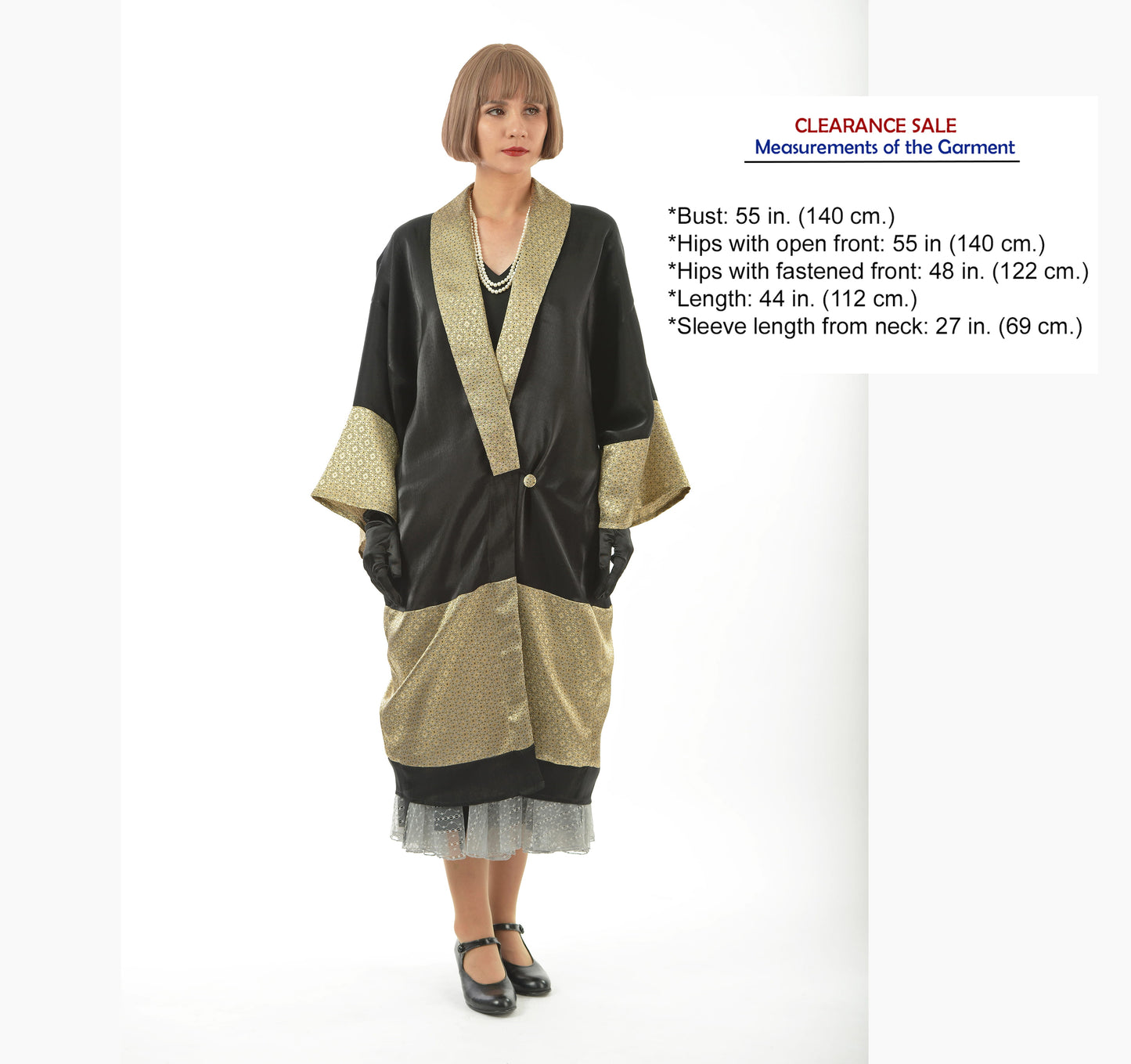 CLEARANCE: One-of-a-kind 1920s Gatsby kimono in black satin