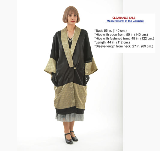 CLEARANCE: One-of-a-kind 1920s Gatsby kimono in black satin