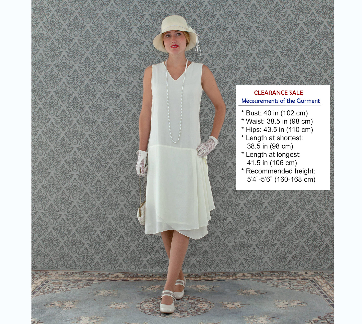 CLEARANCE: Cream 1920s high tea dress with drape and bow