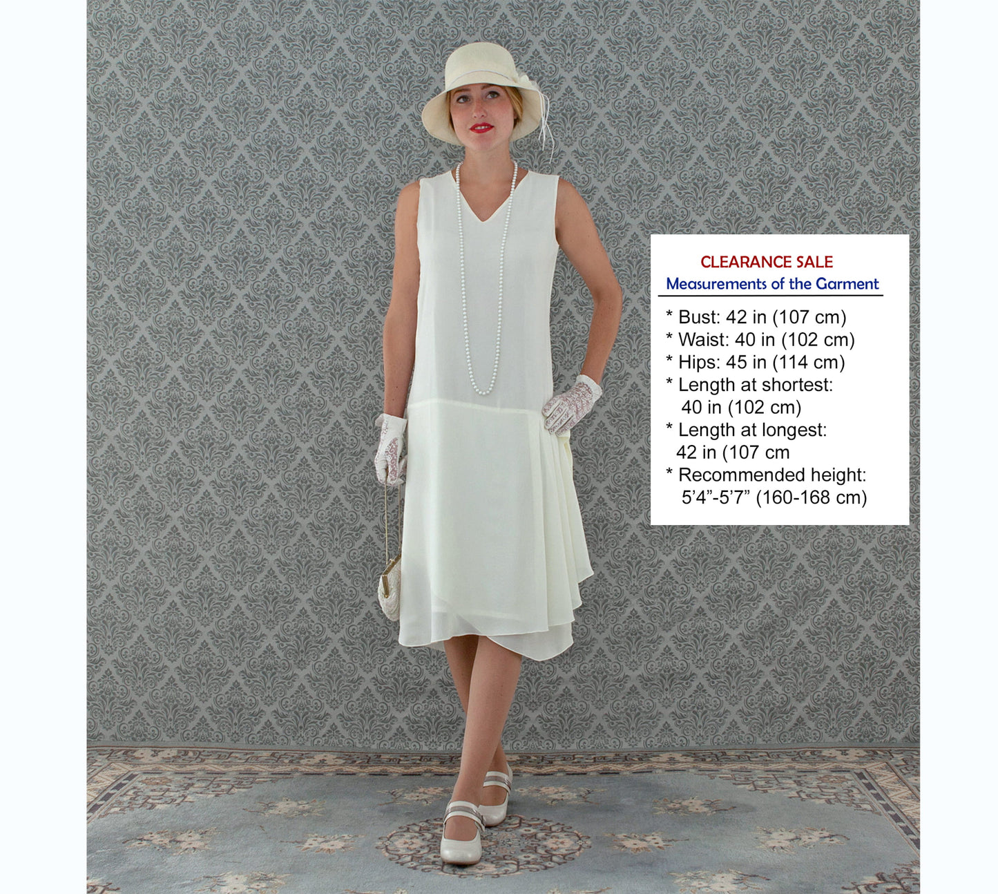 CLEARANCE: 1920s high tea dress in cream color with drape and bow
