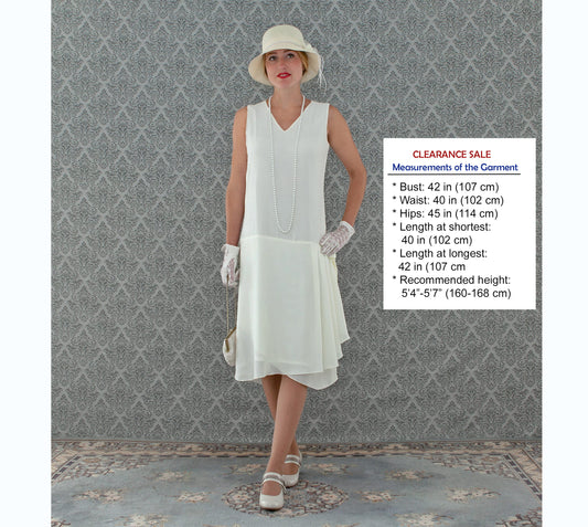 CLEARANCE: 1920s high tea dress in cream color with drape and bow