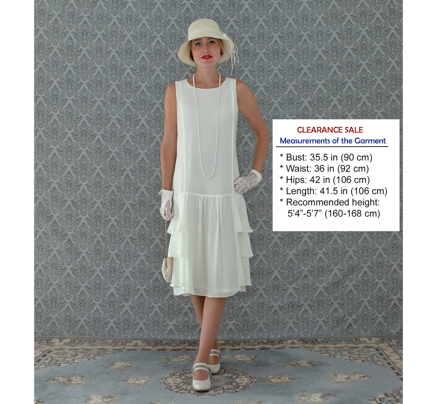 CLEARANCE: A darling 1920s-inspired dress in cream wth tiered skirt