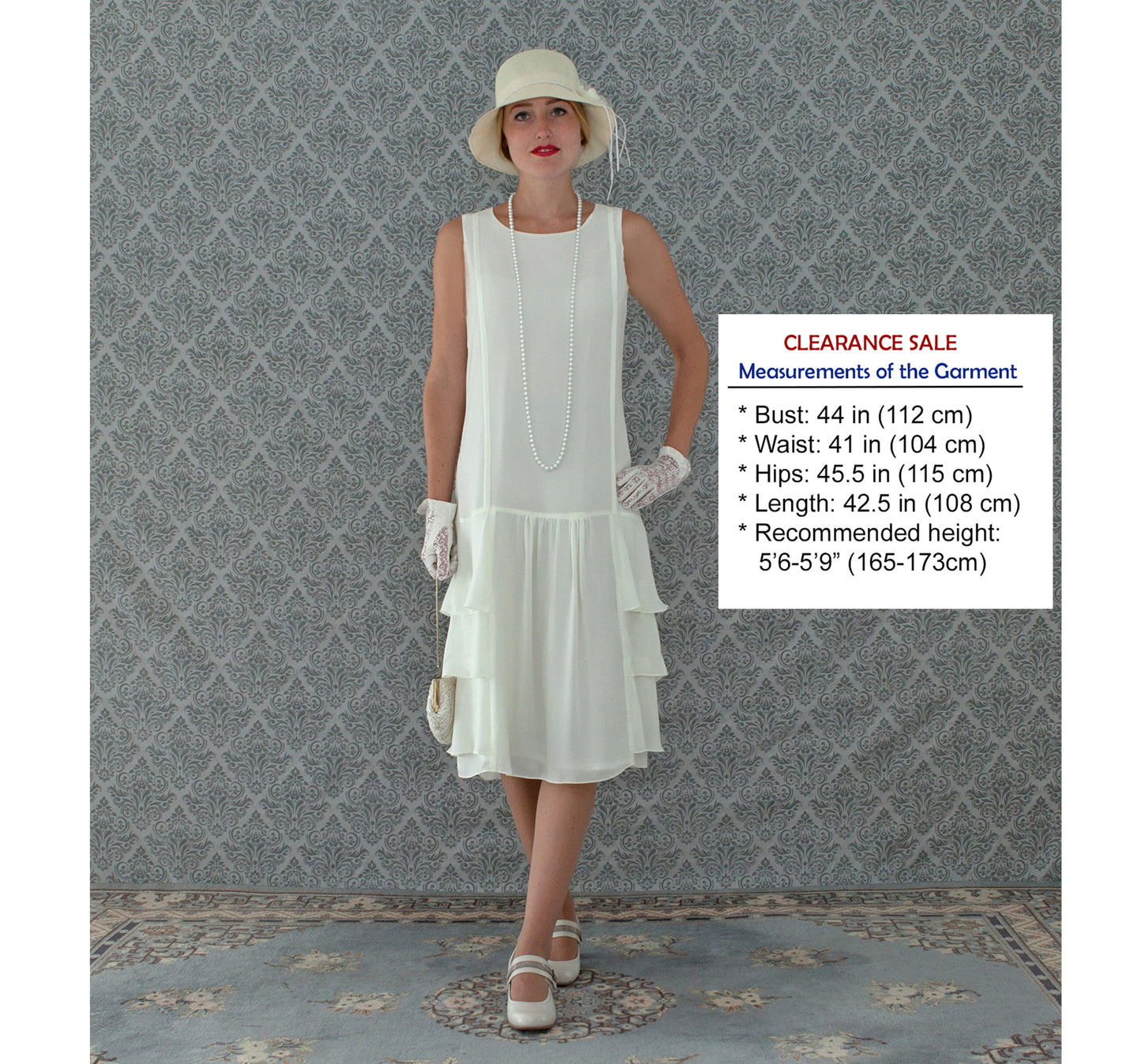 CLEARANCE: A darling 1920s-inspired dress in cream with tiered skirt