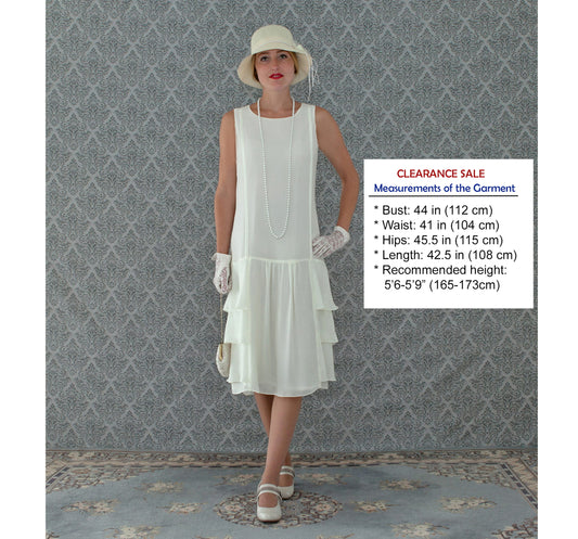 CLEARANCE: A darling 1920s-inspired dress in cream with tiered skirt