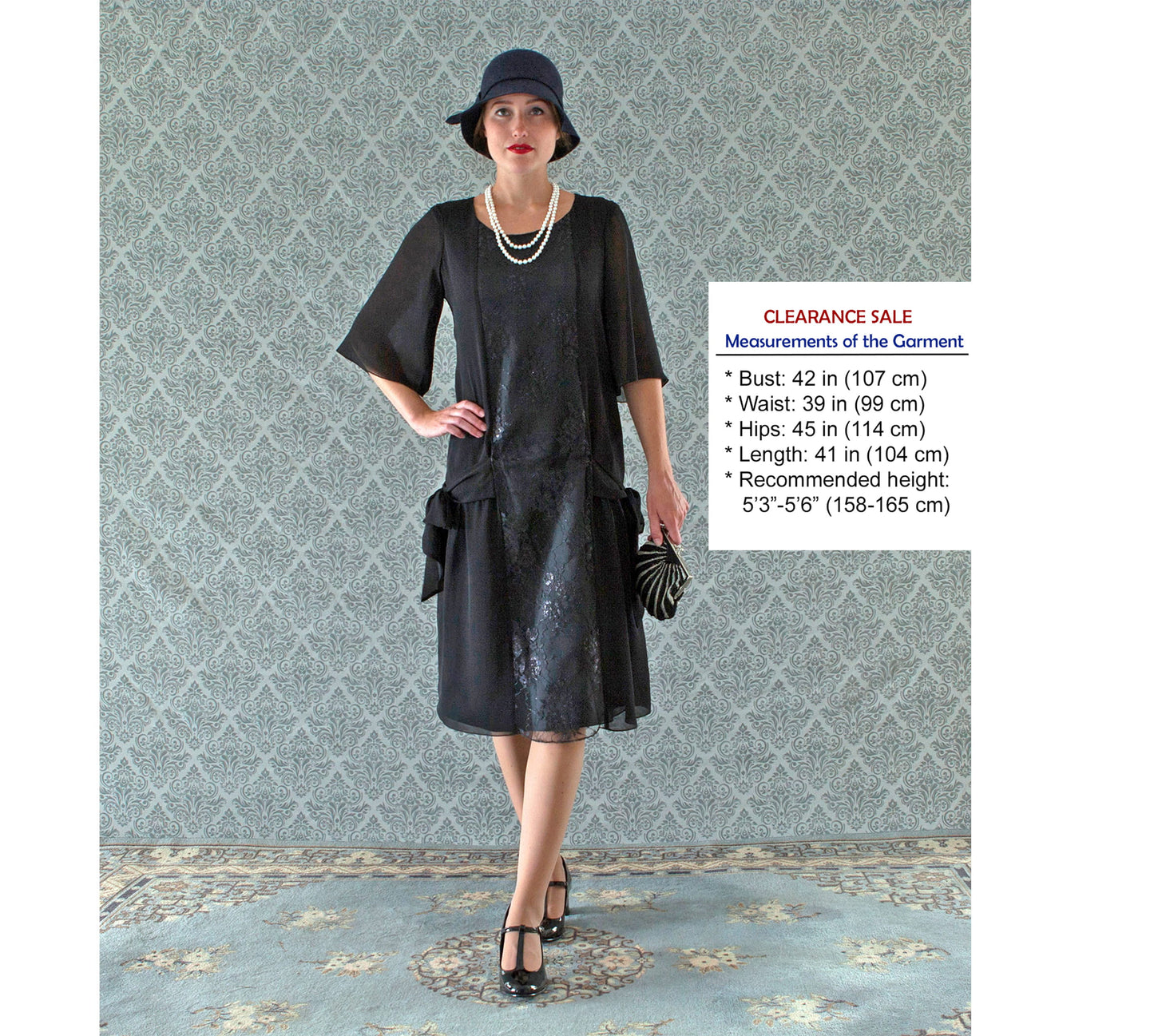 CLEARANCE: Black 1920s dress inspired by art deco fashion