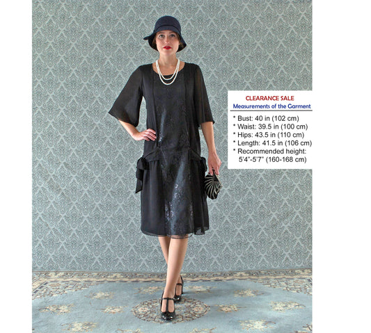 CLEARANCE: Black 1920s dress inspired by art deco fashion
