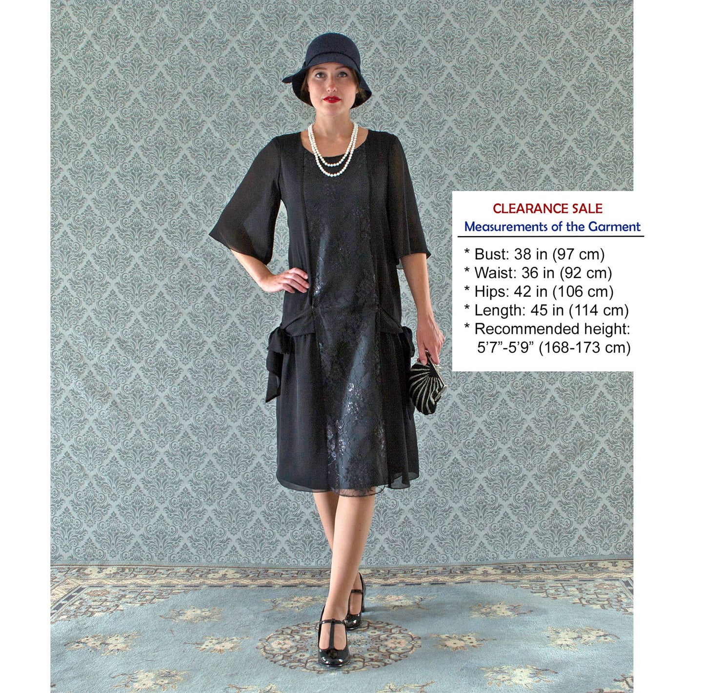 CLEARANCE: 1920s dress in black inspired by art deco fashion