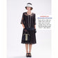 CLEARANCE: Black 1920s chiffon dress wth lace detail on the yoke