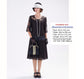 CLEARANCE: Chiffon Black 1920s dress with lace detail on the yoke