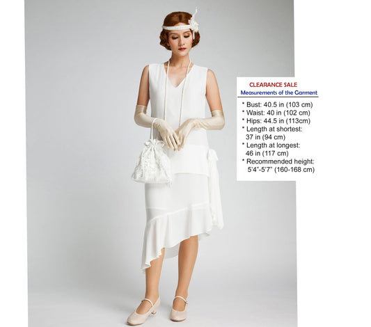 CLEARANCE: Off-white Great Gatsby dress with an asymmetrical skirt hem