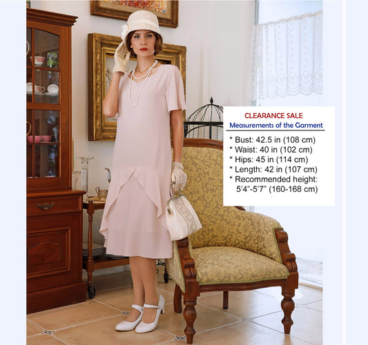 CLEARANCE: 1920s Downton Abbey dress in nude with sweetheart neckline
