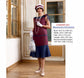CLEARANCE: Burgundy and navy blue 1920s drop waist linen dress with a boat neck