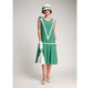 Great Gatsby dress in jade green and off-white details