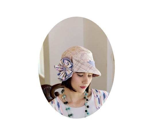 Misty rose 1920s cloche hat for afternoon summer tea party - a flapper hat