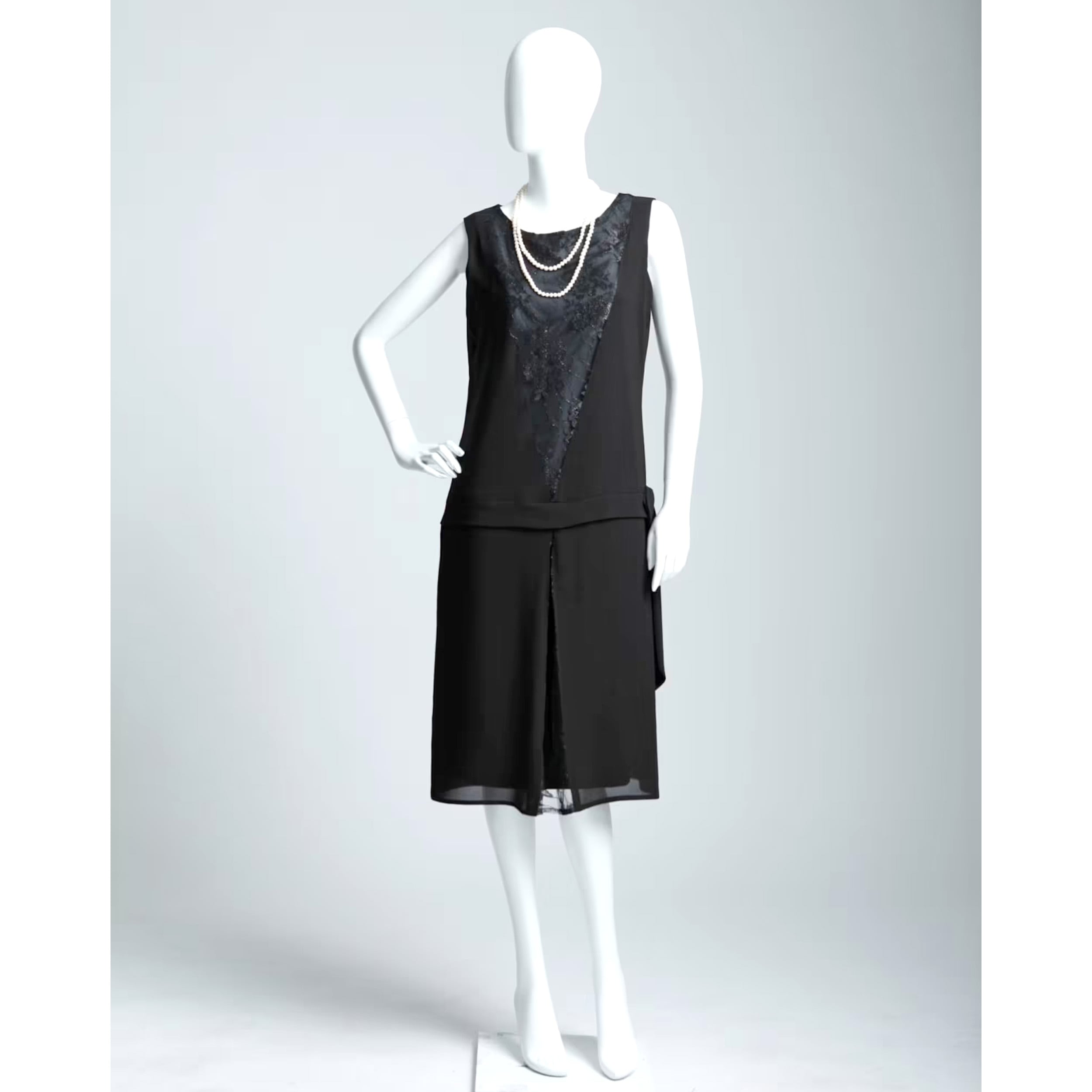 Sleeveless black chiffon and lace flapper dress – LaVieDelight