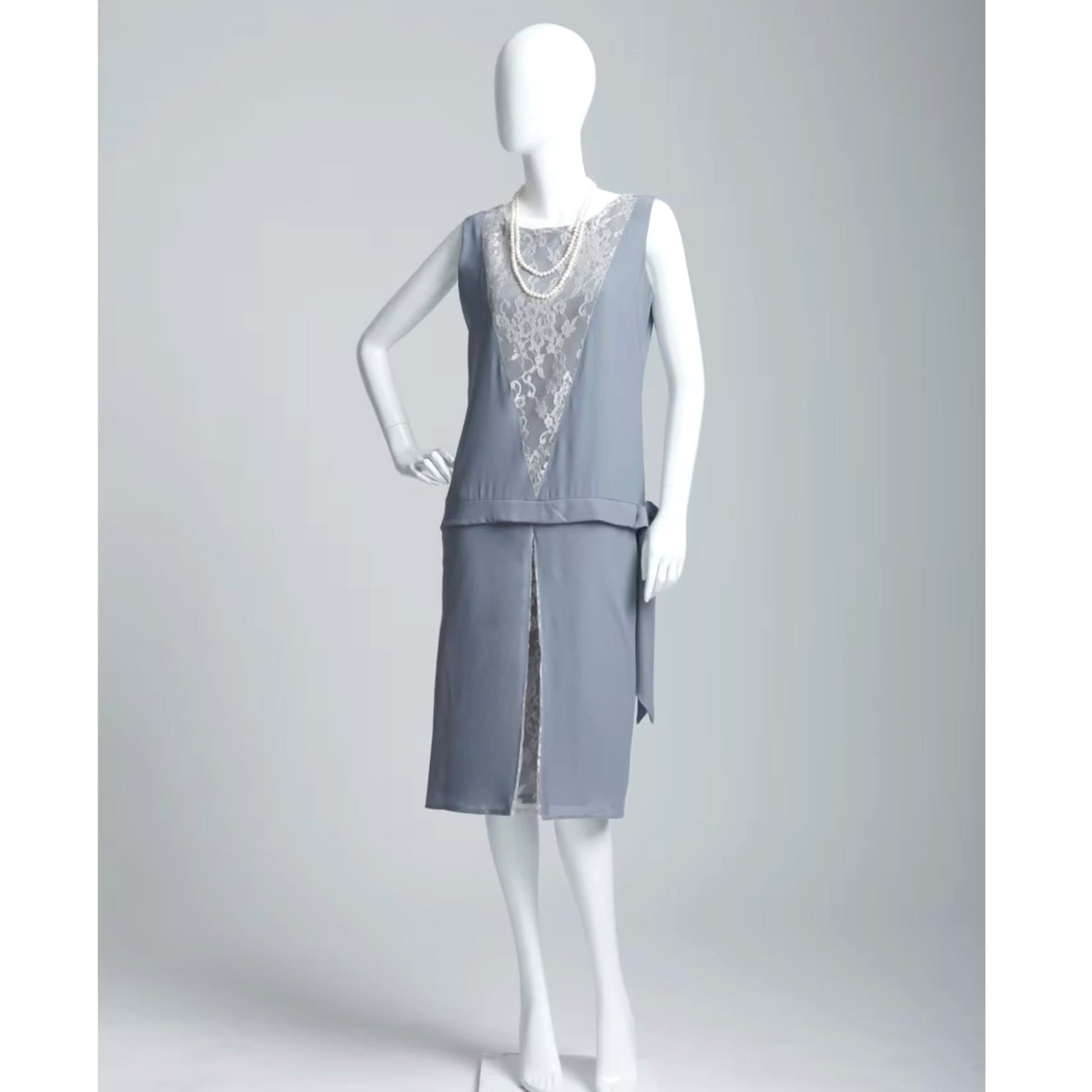 1920s grey chiffon and silver lace flapper dress LaVieDelight 1920s grey chiffon and silver lace flapper dress LaVieDelight
