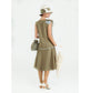Linen Great Gatsby dress in olive green & grey