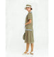 Downton Abbey day dress in olive and grey linen