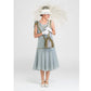1920s linen day dress in grey & olive green with shoulder bow
