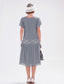 CLEARANCE: 1920s Grey Chiffon Lace Dress with Flutter Sleeves
