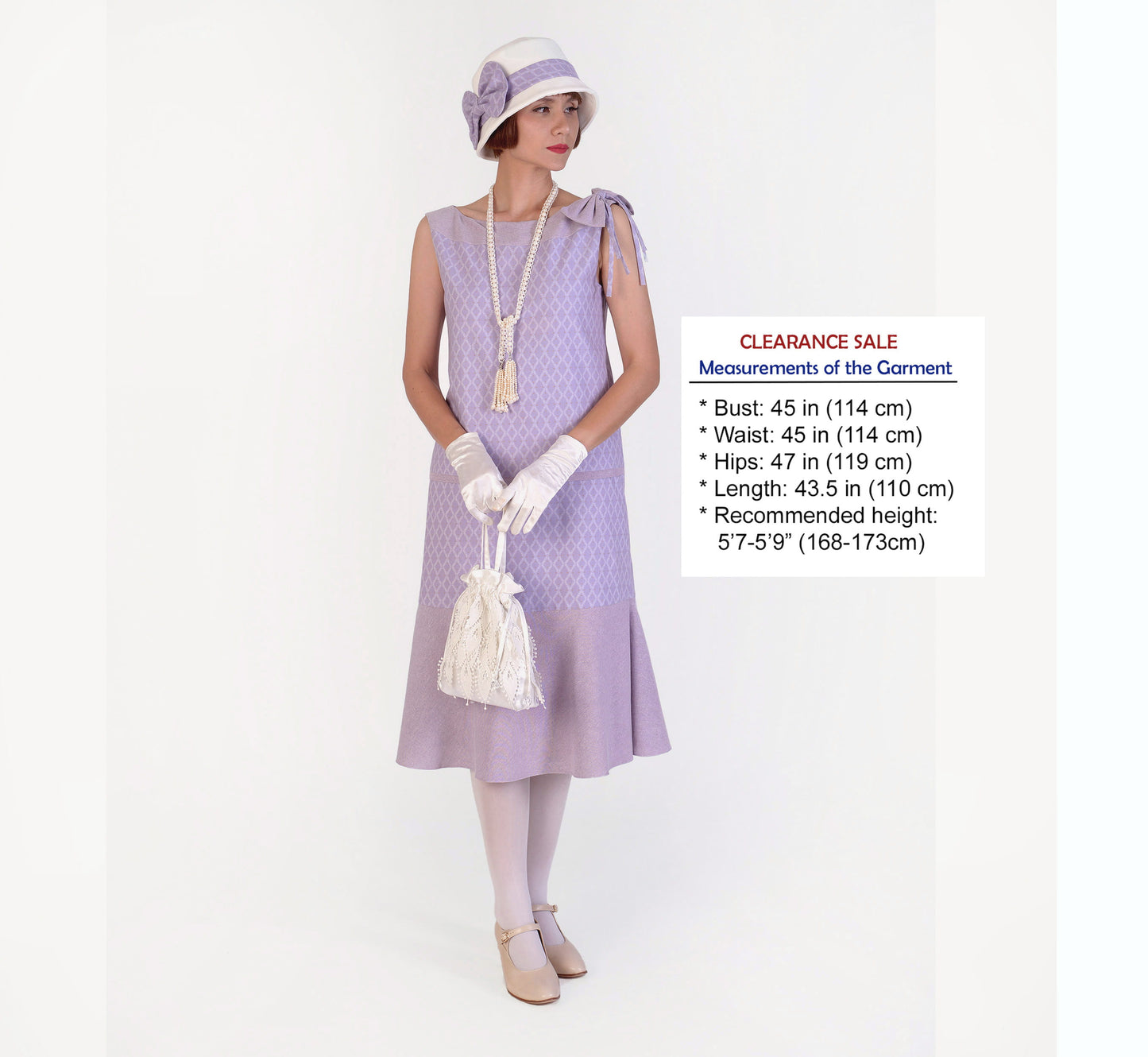 CLEARANCE: 1920s high tea Great Gatsby dress made of light purple cotton