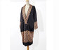 Black 1920s fashion inspired satin kimono robe with brown print