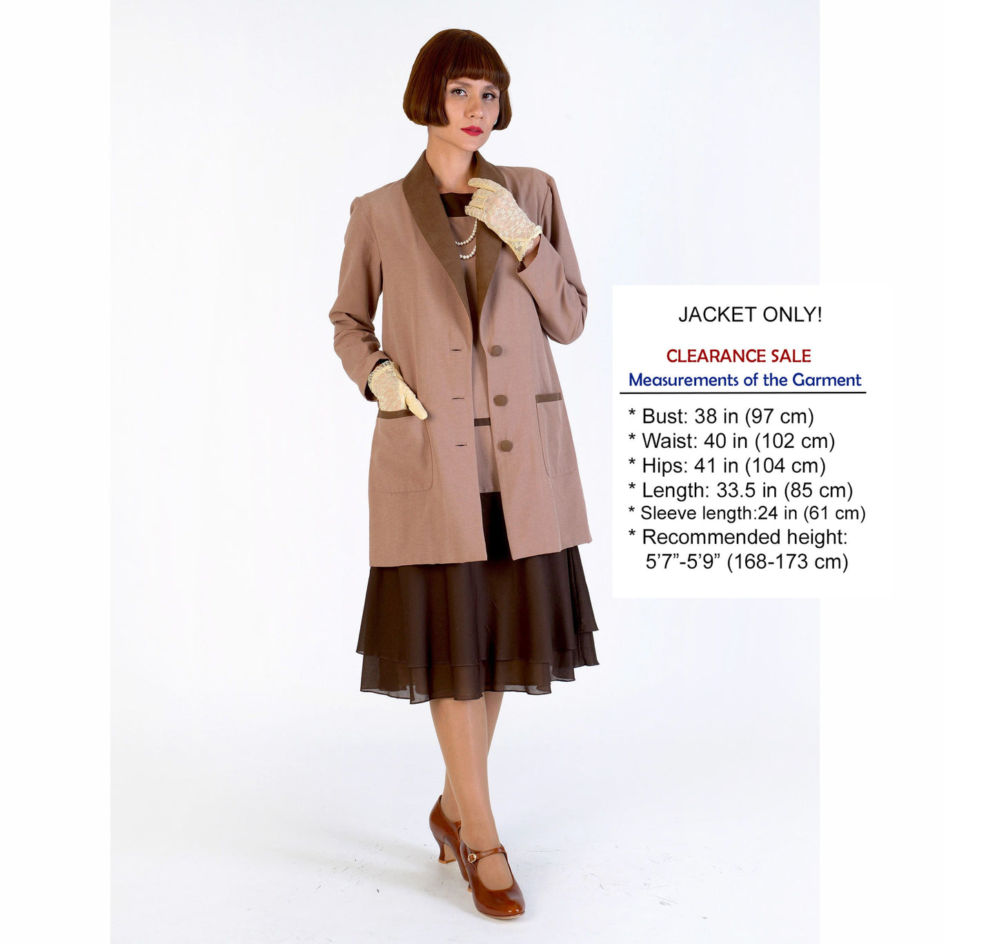 CLEARANCE: Gatsby jacket in 2-toned brown cotton