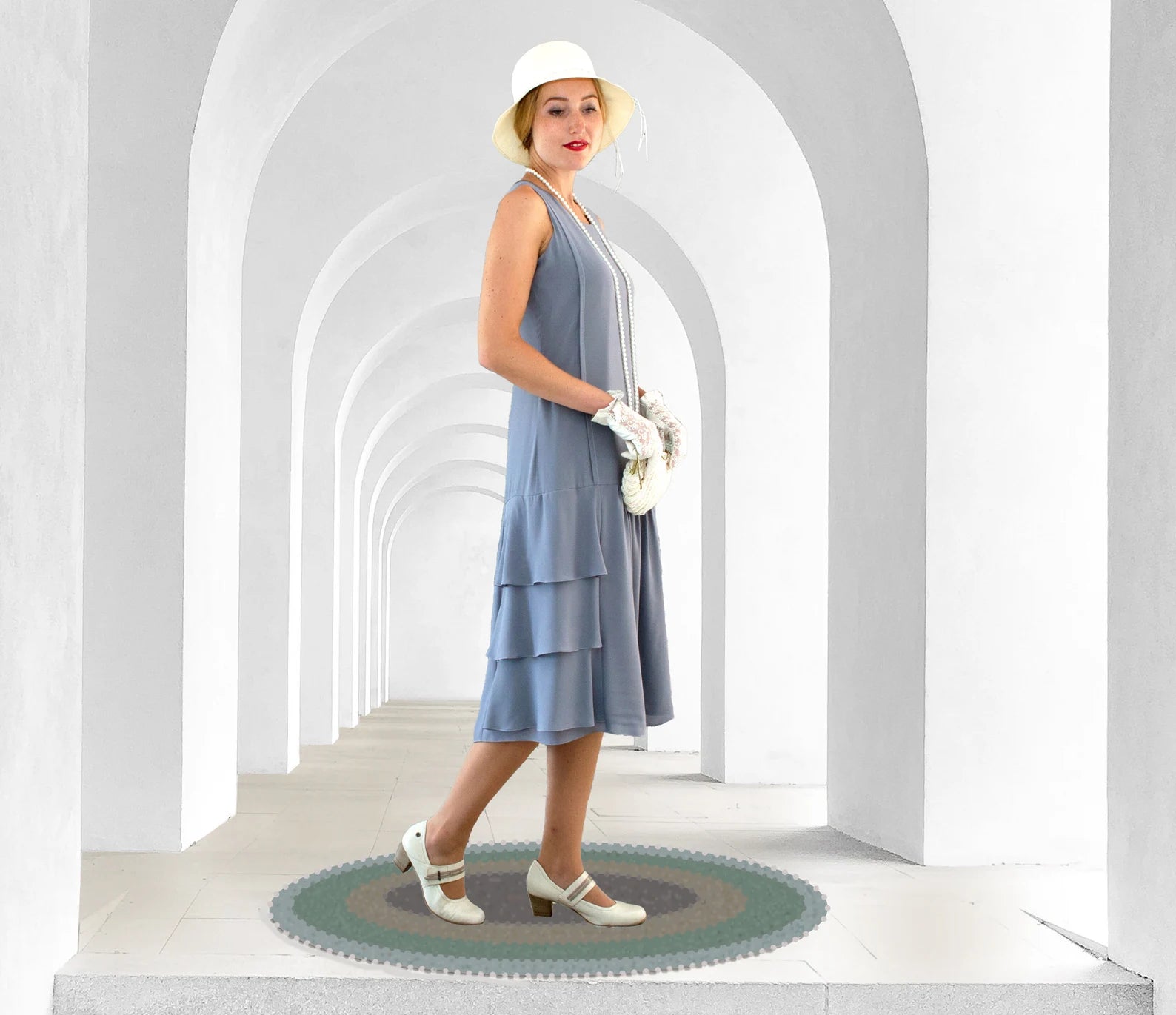 Grey 1920s drop waist dress with tiered skirt Grey 1920s drop waist dress with tiered skirt