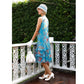 Deep sky blue Great Gatsby silk chiffon dress with tiered skirt