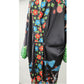 Japanese art inspired kimono robe in black with floral and bird print