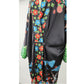 Oriental inspired black kimono robe with Japanese art print