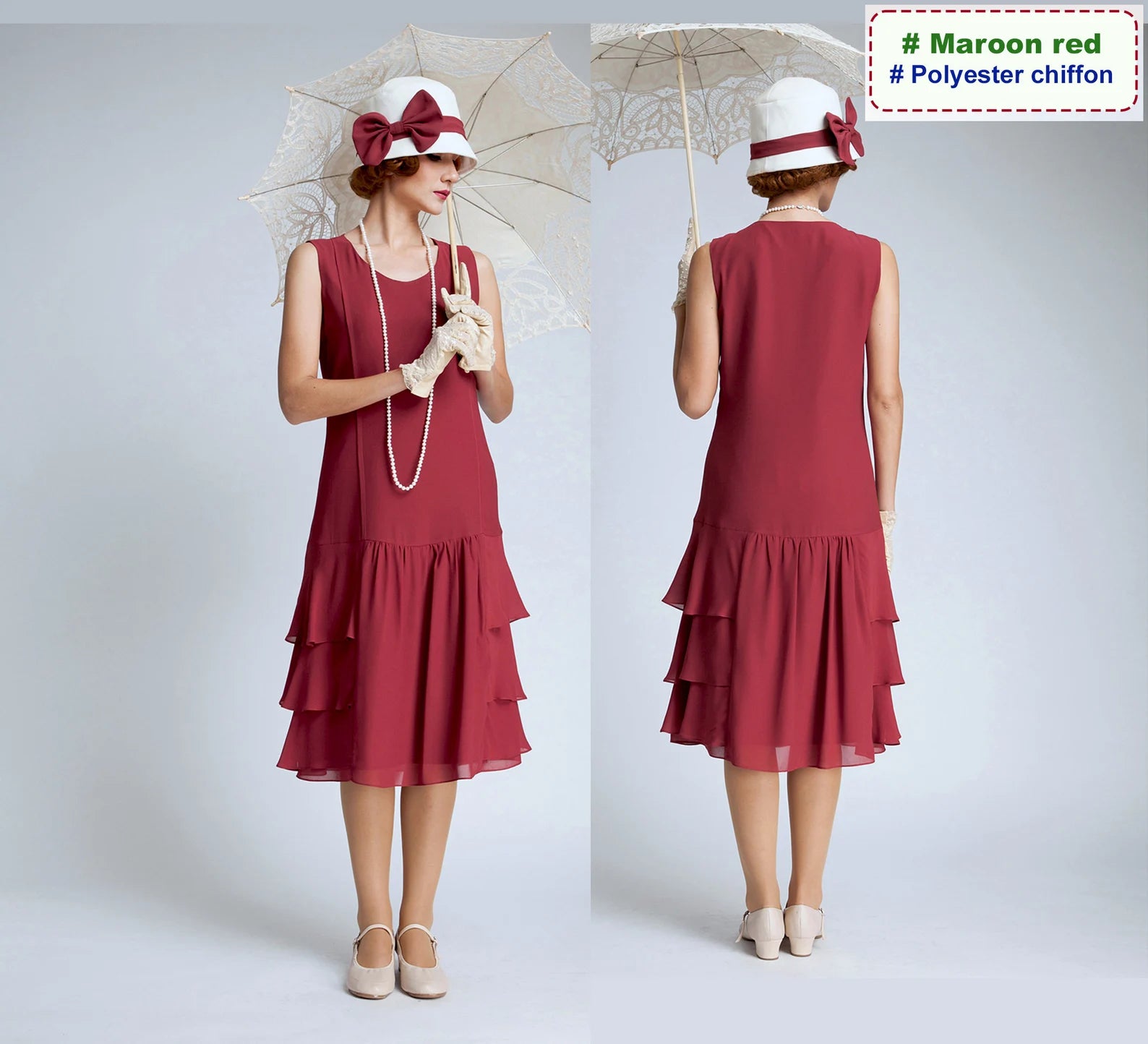 Grey 1920s drop waist dress with tiered skirt Grey 1920s drop waist dress with tiered skirt