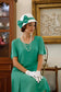 Cotton 1920s cloche hat in off white and jade green