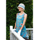 Deep sky blue Great Gatsby silk chiffon dress with tiered skirt