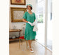 Jade green 1920s dress with sweetheart neckline and split flutter sleeves