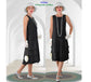 Grey 1920s drop waist dress with tiered skirt