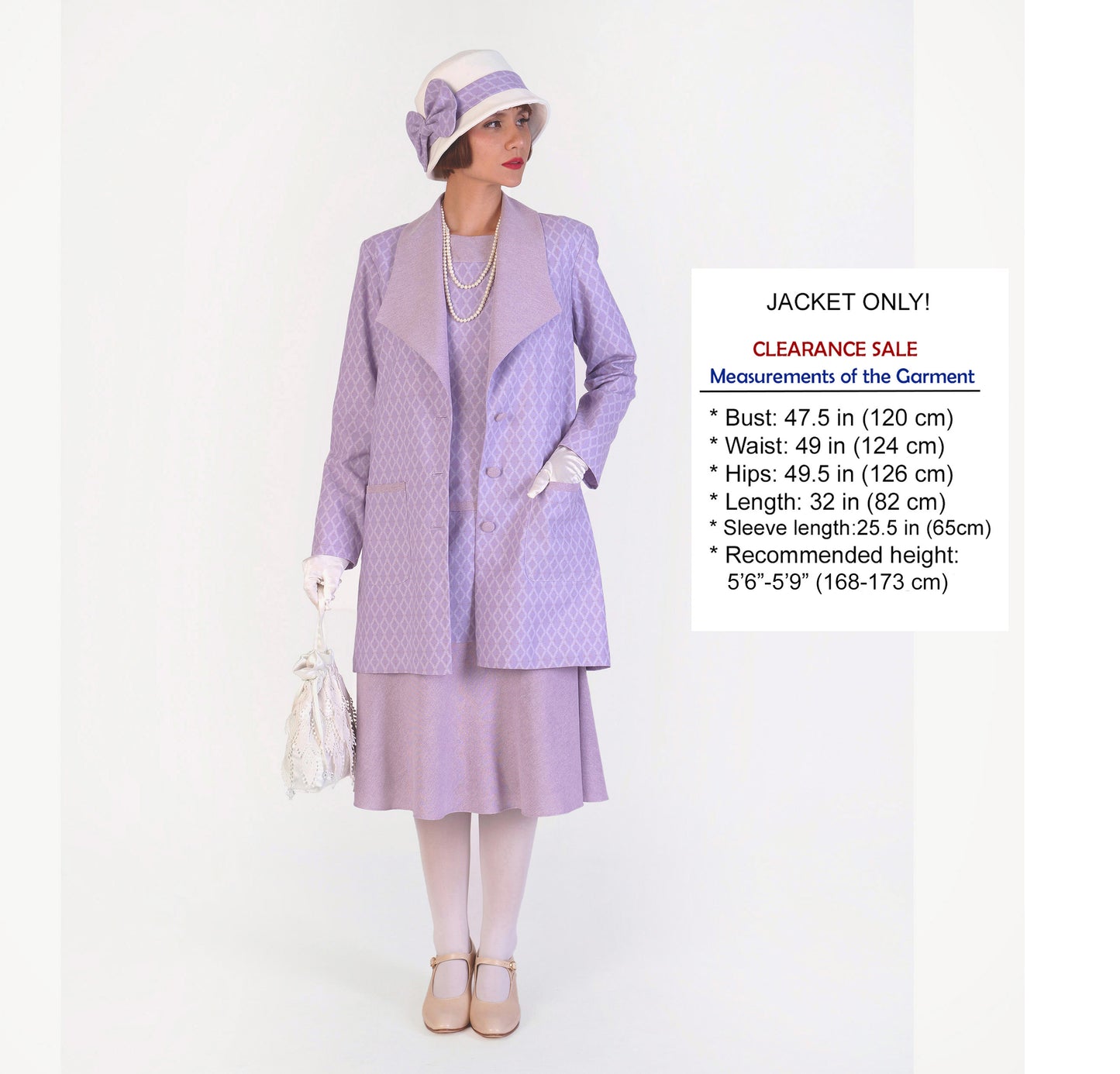 CLEARANCE: 1920s cotton jacket in light purple