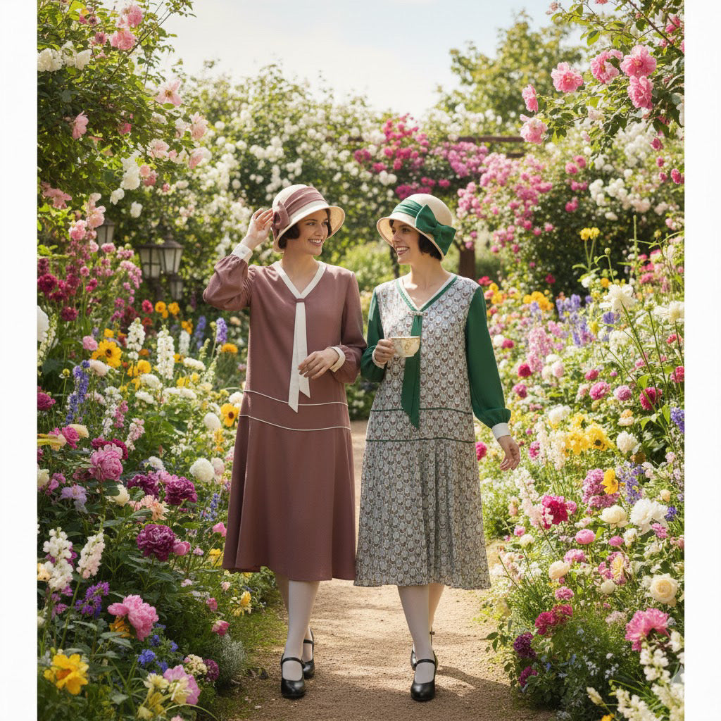 Mauve Rayon/Polyester blend 1920s Dress with Neck Tie