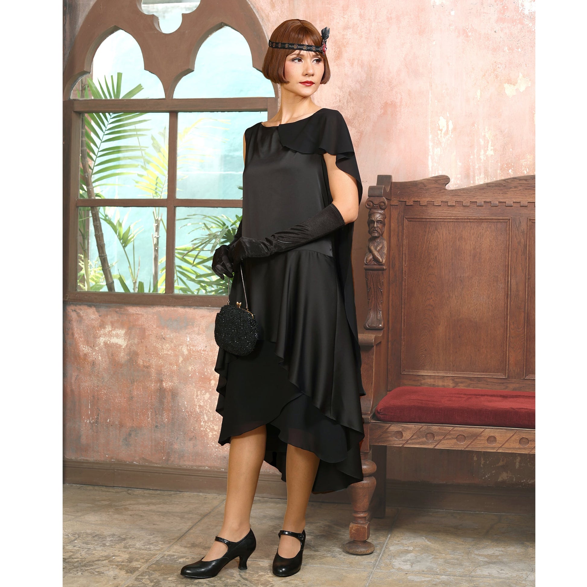 Black Dress Roaring Twenties Outfits For Women Long Sleeve Roaring
