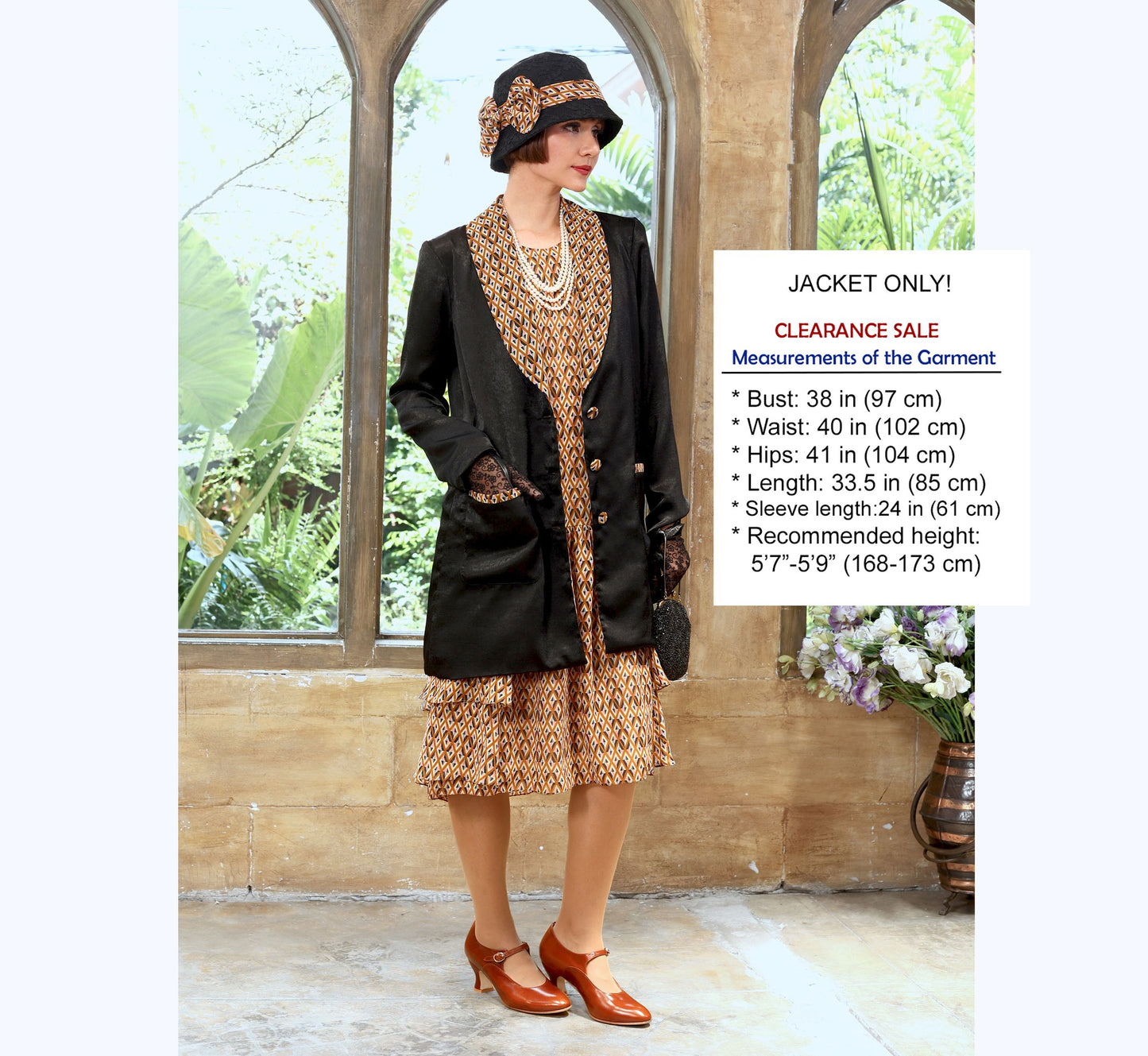 CLEARANCE: Black/brown 20s satin jacket