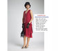 CLEARANCE: Maroon red chiffon flapper dress with drape and bow
