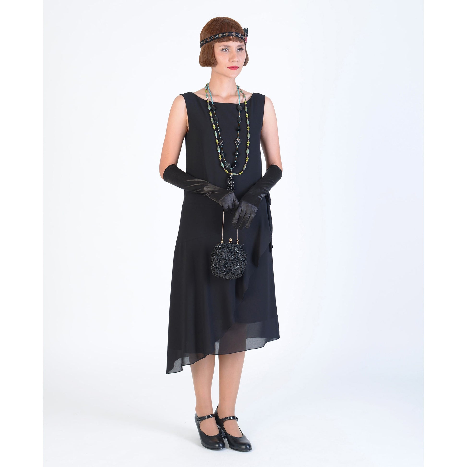1920s Great Gatsby dress in black chiffon with a boat neck LaVieDelight 1920s Great Gatsby dress in black chiffon with a boat neck LaVieDelight