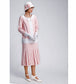 CLEARANCE: Pink Cotton 2-Piece 1920s Dress with Off-White Details and Pleated Skirt