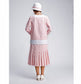 CLEARANCE: Pink Cotton 2-Piece 1920s Dress with Off-White Details and Pleated Skirt