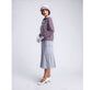 CLEARANCE: 1920s Cotton 2-Piece Gatsby Day Dress in Solid Grey and blue/red/grey print
