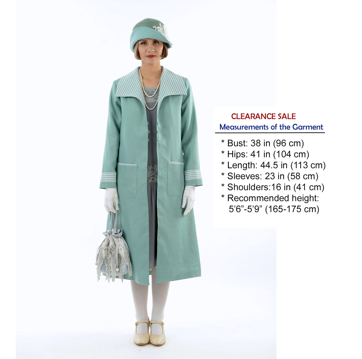 CLEARANCE: Gatsby linen day coat in pastel blue & blue/white stripes