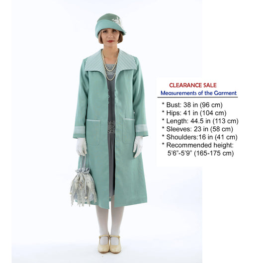 CLEARANCE: Gatsby linen day coat in pastel blue & blue/white stripes