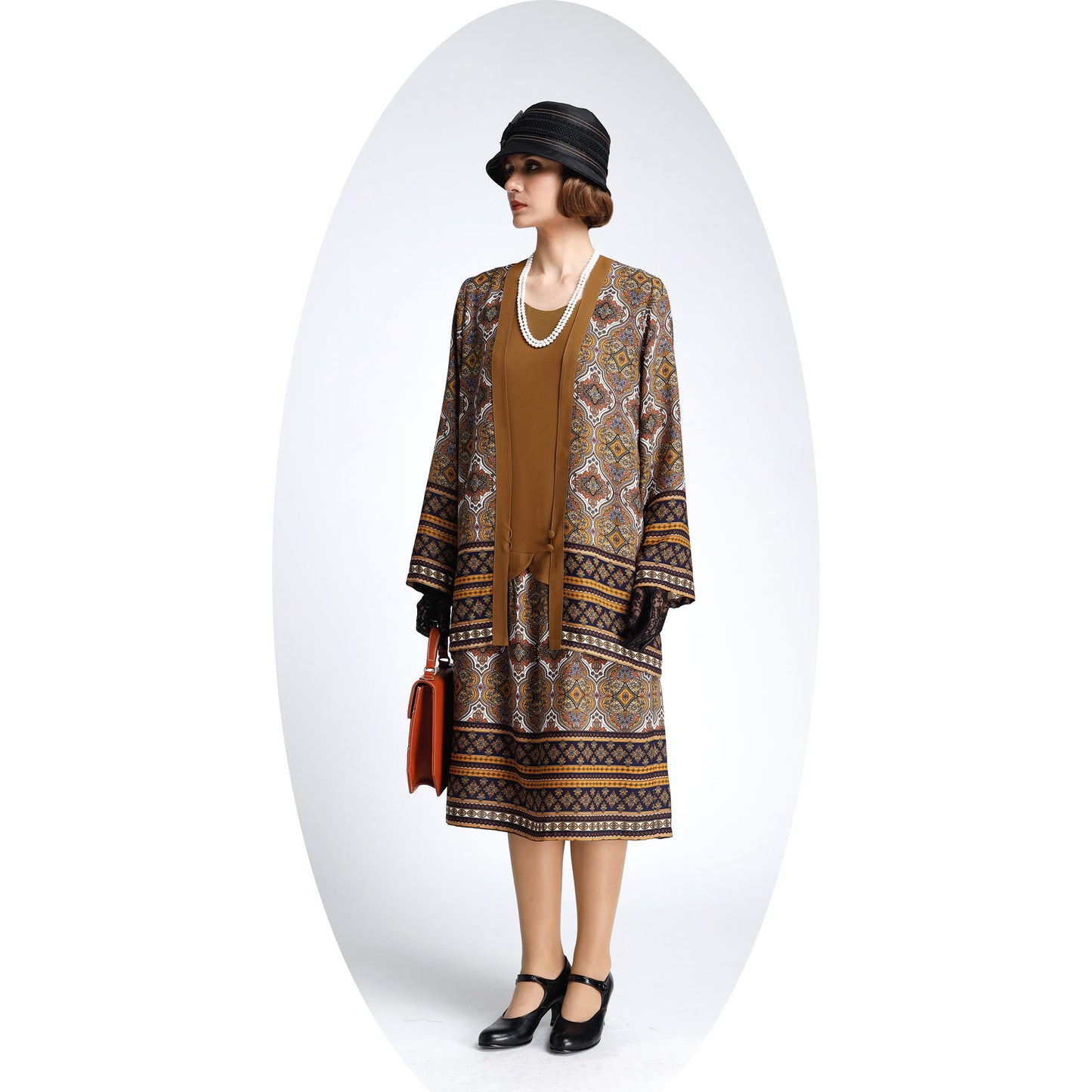 1920s vintage inspired Gatsby day jacket in brown print