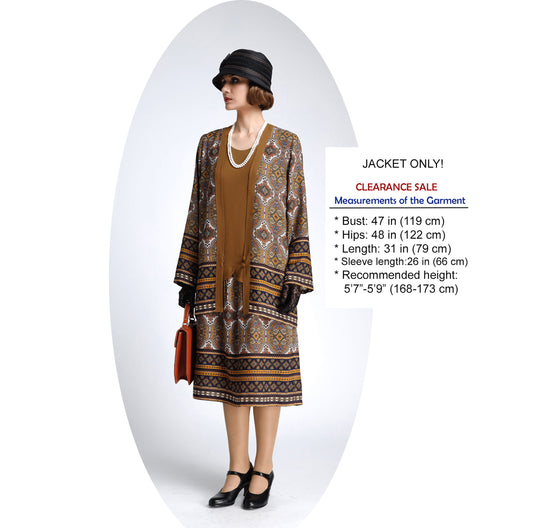 1920s vintage inspired Gatsby day jacket in brown print