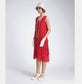 Red chiffon 1920s dress with a drape and bow. The 1920er kleider can be worn as a flapper dress, roaring 20s tea dress or Downton Abbey dress.